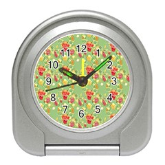 Retro 1880s Flowers Pattern 17 Travel Alarm Clock by violetheavensky