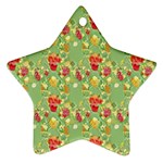 Retro 1880s Flowers Pattern 17 Star Ornament (Two Sides) Front