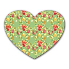 Retro 1880s Flowers Pattern 17 Heart Mousepad by violetheavensky