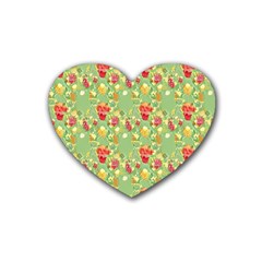 Retro 1880s Flowers Pattern 17 Rubber Coaster (heart)