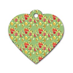 Retro 1880s Flowers Pattern 17 Dog Tag Heart (two Sides)