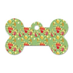 Retro 1880s Flowers Pattern 17 Dog Tag Bone (two Sides)