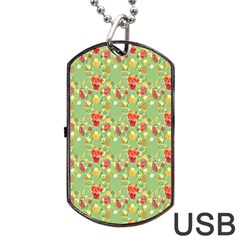 Retro 1880s Flowers Pattern 17 Dog Tag Usb Flash (two Sides) by violetheavensky