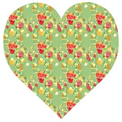 Retro 1880s Flowers Pattern 17 Wooden Puzzle Heart by violetheavensky