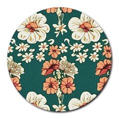 Retro 1880s Flowers Pattern 20 Round Mousepad