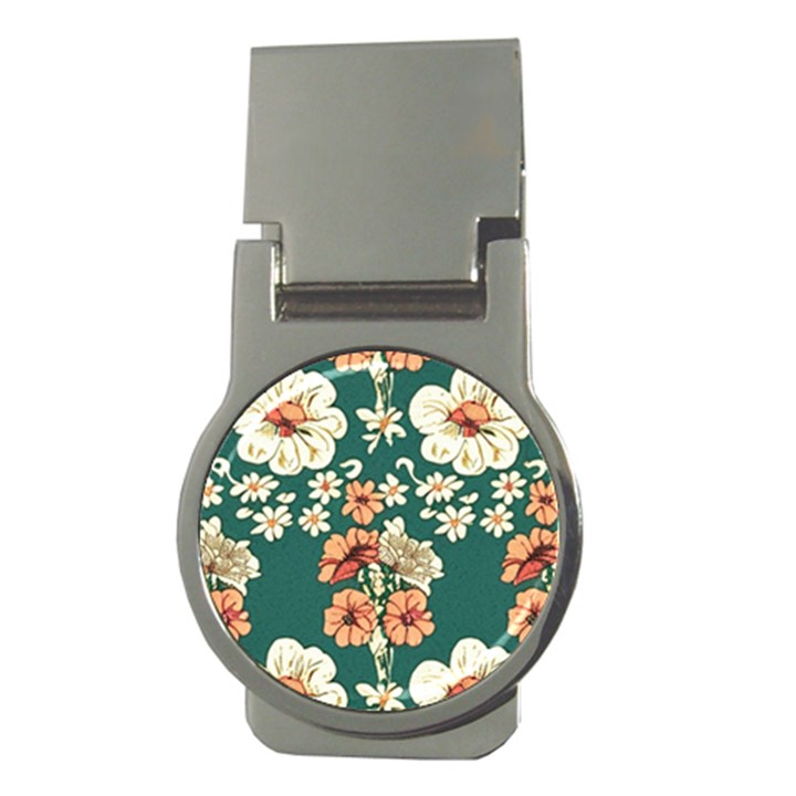 Retro 1880s Flowers Pattern 20 Money Clips (Round) 