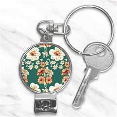 Retro 1880s Flowers Pattern 20 Nail Clippers Key Chain by violetheavensky