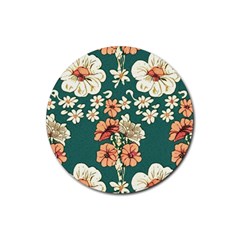 Retro 1880s Flowers Pattern 20 Rubber Coaster (round)