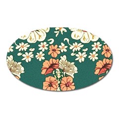 Retro 1880s Flowers Pattern 20 Oval Magnet