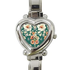 Retro 1880s Flowers Pattern 20 Heart Italian Charm Watch