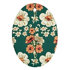 Retro 1880s Flowers Pattern 20 Oval Ornament (two Sides)