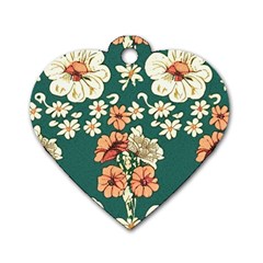 Retro 1880s Flowers Pattern 20 Dog Tag Heart (one Side)