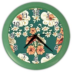 Retro 1880s Flowers Pattern 20 Color Wall Clock