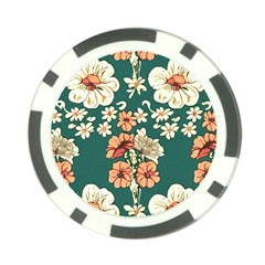 Retro 1880s Flowers Pattern 20 Poker Chip Card Guard by violetheavensky