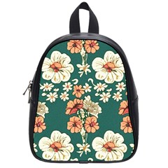 Retro 1880s Flowers Pattern 20 School Bag (small)