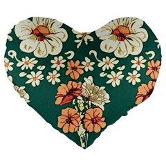 Retro 1880s Flowers Pattern 20 Large 19  Premium Heart Shape Cushions