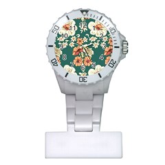 Retro 1880s Flowers Pattern 20 Plastic Nurses Watch