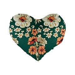 Retro 1880s Flowers Pattern 20 Standard 16  Premium Flano Heart Shape Cushions