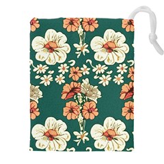 Retro 1880s Flowers Pattern 20 Drawstring Pouch (4xl) by violetheavensky