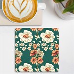 Retro 1880s Flowers Pattern 20 UV Print Square Tile Coaster  Front