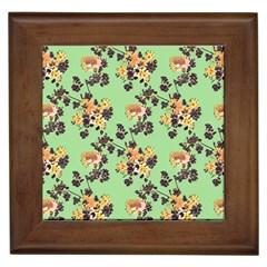 Retro 1880s Flowers Pattern 24 Framed Tile