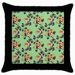 Retro 1880s Flowers Pattern 24 Throw Pillow Case (black)