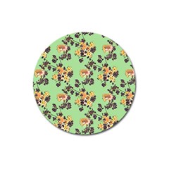 Retro 1880s Flowers Pattern 24 Magnet 3  (round) by violetheavensky