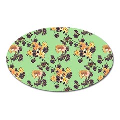 Retro 1880s Flowers Pattern 24 Oval Magnet