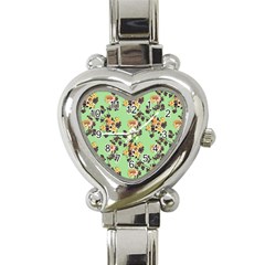 Retro 1880s Flowers Pattern 24 Heart Italian Charm Watch