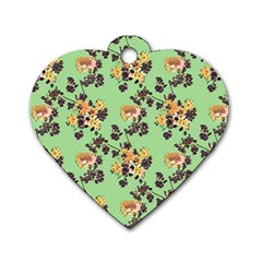 Retro 1880s Flowers Pattern 24 Dog Tag Heart (two Sides)