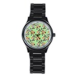 Retro 1880s Flowers Pattern 24 Stainless Steel Round Watch Front