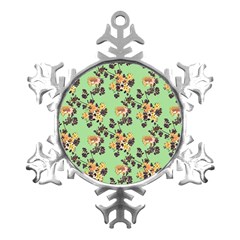 Retro 1880s Flowers Pattern 24 Metal Small Snowflake Ornament by violetheavensky