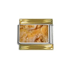 Homemade Flan Extreme Close-up Texture Gold Trim Italian Charm (9mm) by dflcprintsclothing