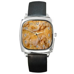 Homemade Flan Extreme Close-up Texture Square Metal Watch by dflcprintsclothing