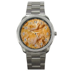 Homemade Flan Extreme Close-up Texture Sport Metal Watch by dflcprintsclothing