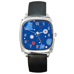 Christmas Pattern Tree Design Square Metal Watch