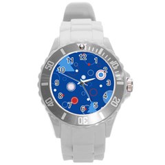 Christmas Pattern Tree Design Round Plastic Sport Watch (l)