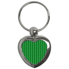 Green Christmas Tree Pattern Background Key Chain (heart)