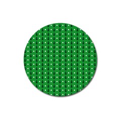 Green Christmas Tree Pattern Background Magnet 3  (round)