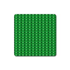 Green Christmas Tree Pattern Background Square Magnet