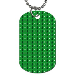 Green Christmas Tree Pattern Background Dog Tag (one Side)