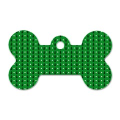 Green Christmas Tree Pattern Background Dog Tag Bone (one Side)