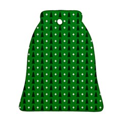 Green Christmas Tree Pattern Background Bell Ornament (two Sides)