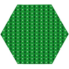 Green Christmas Tree Pattern Background Wooden Puzzle Hexagon