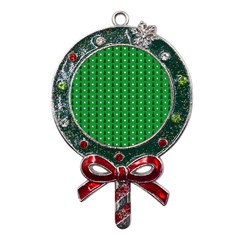 Green Christmas Tree Pattern Background Metal X mas Lollipop With Crystal Ornament