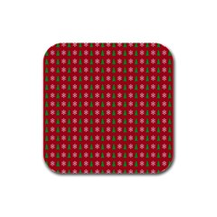 Snowflake Christmas Tree Pattern Rubber Square Coaster (4 Pack)