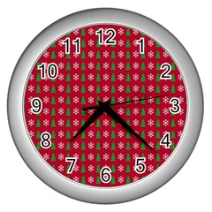 Snowflake Christmas Tree Pattern Wall Clock (silver)