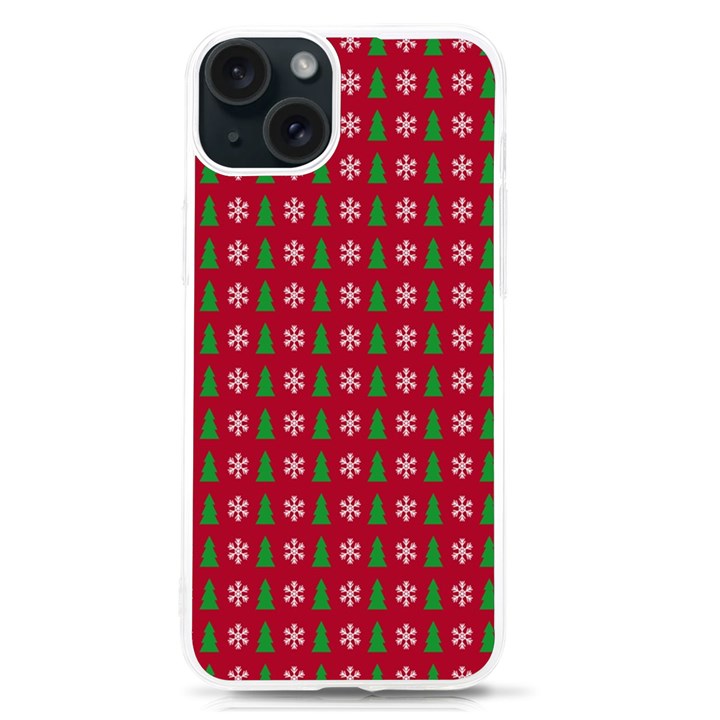 Snowflake Christmas Tree Pattern iPhone 15 TPU UV Print Case