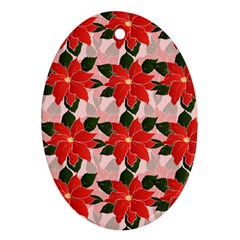 Poinsettia Pattern Seamless Pattern Christmas Xmas Ornament (oval)