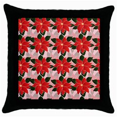 Poinsettia Pattern Seamless Pattern Christmas Xmas Throw Pillow Case (black)